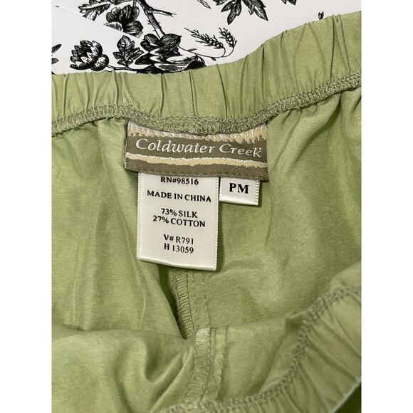 Coldwater Creek Silk Cotton Embroidered Pajama Set Women SP VTG Pistachio Green - Picture 9 of 14